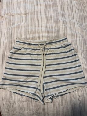 O'Neill Cream and Blue Striped Women's Lounge Shorts